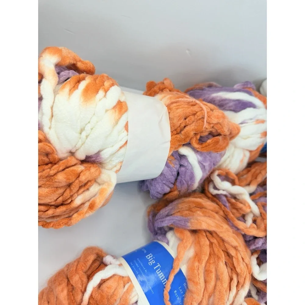 Big Tummy Yarn Bulky Blanket Lot Of 5+ 8.75 Oz Each Purple Orange White